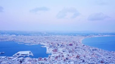 4K Zaman aşımı Japonya 'daki Hakodate Dağı' nın güzel manzarası