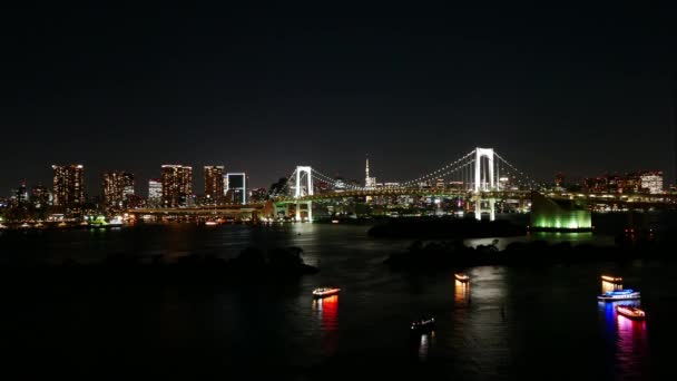 Timelapse Rainbow Bridge Tokyo Tower Ciudad Japón — Vídeos de Stock