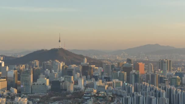 Time Lapse Gebouwen Van Seoul Skyline Met Seoul Toren Zuid — Stockvideo