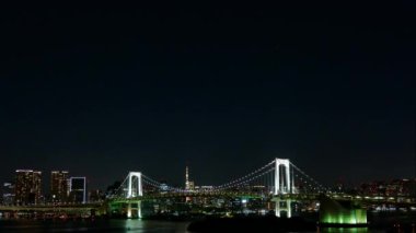 4K Time lapse of Rainbow Bridge and Tokyo Tower in the city japan