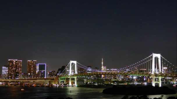 Time Lapse Rainbow Bridge Και Tokyo Tower Στην Ιαπωνία — Αρχείο Βίντεο