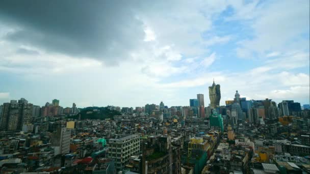 中国马州 2018年9月6日 4K大楼和澳门天际线的时差 — 图库视频影像