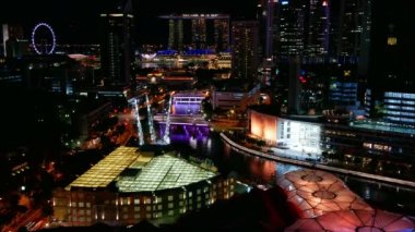 SINGAPORE - 16 Ocak 2019: Güzel Zamanlar Singapur şehri silueti ve Marina Körfezi Sands manzarası
