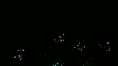 Gece gökyüzü manzarasında güzel havai fişekler 