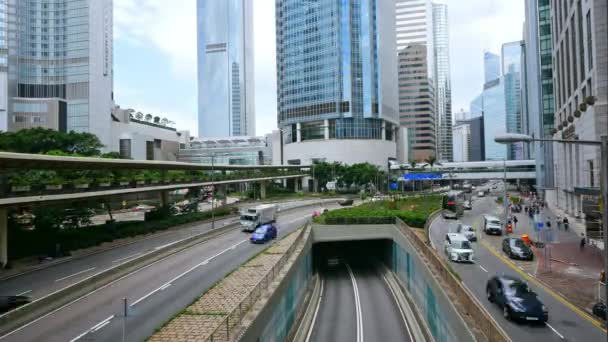 Desfasamento Temporal Tráfego Central Urbano Hong Kong — Vídeo de Stock