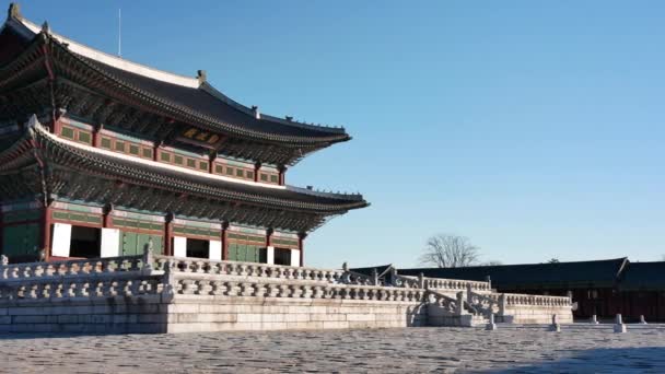 Gyeongbokgung Sarayı Binası Yürüyen Insanlar Seul Güney Kore Gyeongbok Sarayı — Stok video