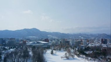 4K Zaman aşımı Japonya 'daki Hakodate Dağı' nın güzel manzarası