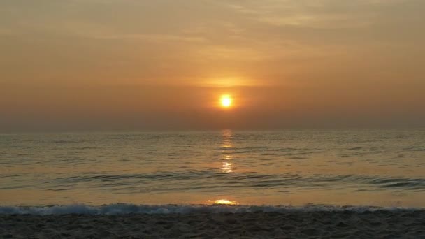 Tropisk Strand Och Havslandskap Vid Solnedgången Videoklipp