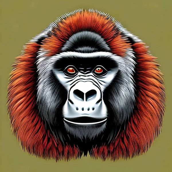Maymun Kafası Çizimi Grafik Tasarım Illüstrasyonu — Stok fotoğraf