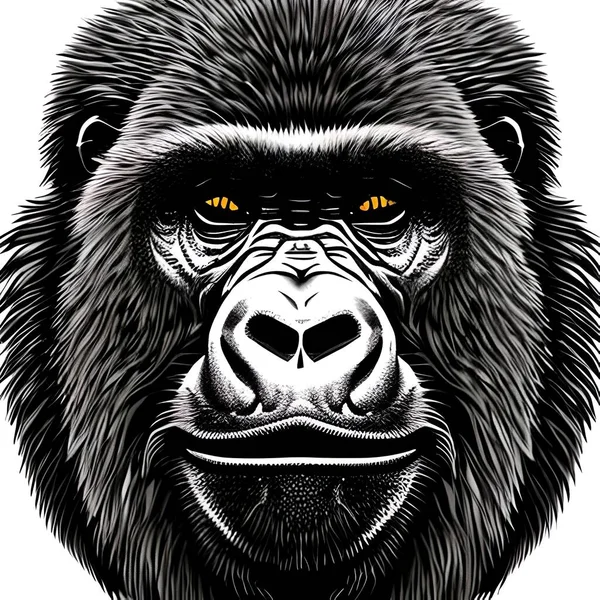 stock image gorilla head illustration. Graphic design illustration