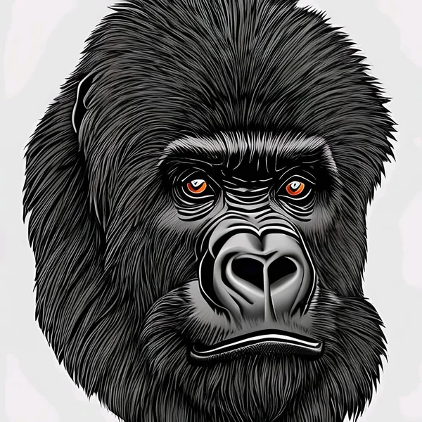 Arte Retrato Rosto Gorila Desenho Gráfico Ilustração — Fotografia de Stock