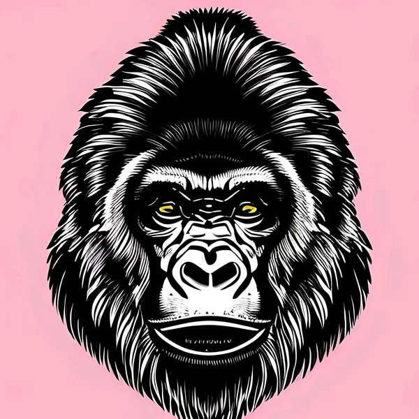 Gorilla Head Vector Poster Art Inglês Desenho Gráfico Ilustração — Fotografia de Stock