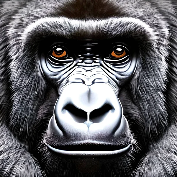 Bir Goril Yüzüne Yakın Çekim Grafik Tasarım Illüstrasyonu — Stok fotoğraf