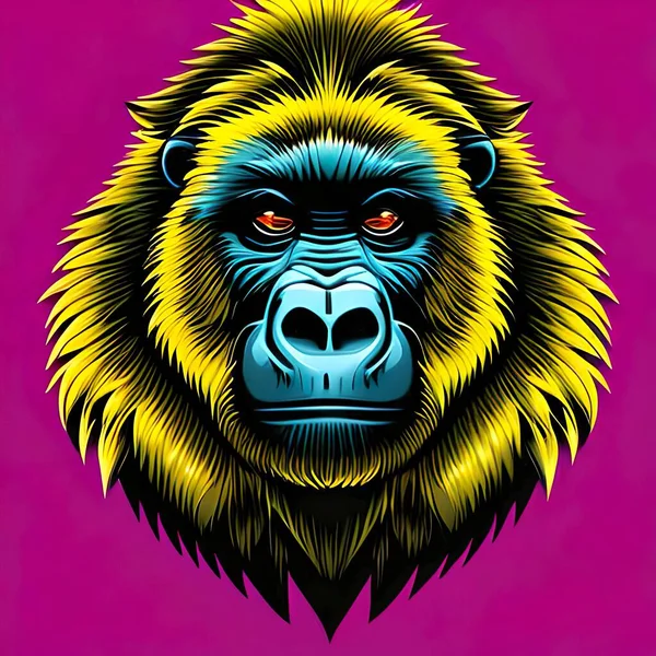 カラフルな猿の頭のイラストアートワーク グラフィックデザインイラスト — ストック写真
