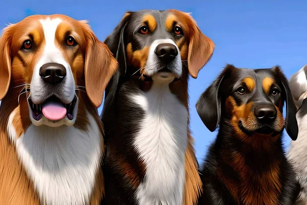 dog friends 3d rendered graphic design illustration