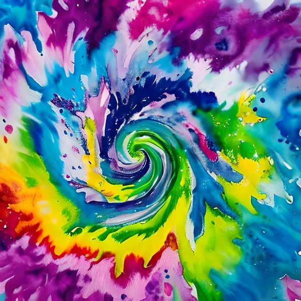 Abstract Rainbow Spiral Watercolor Graphic Design Illustration Artwork — Stock Photo, Image