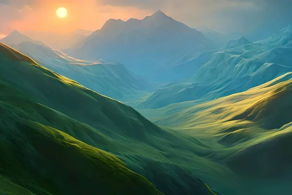 beautiful gradient mountains landscape wallpaper. Graphic design illustration artwork
