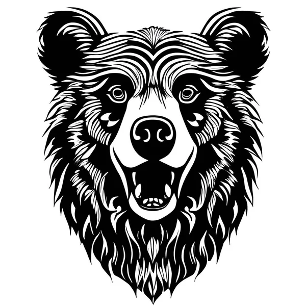 Happy Bear Line Art Graphic Design Illustration Artwork — Stock Photo, Image