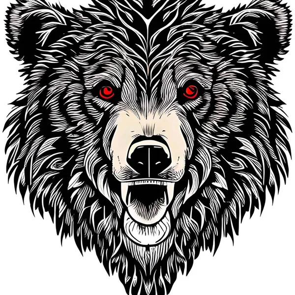 Rozzlobený Medvěd Tattoo Art Grafický Design Ilustrační Dílo — Stock fotografie