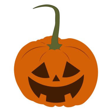 Ürkütücü korkutucu Jack O Lantern gülümseyen surat. Geleneksel Cadılar Bayramı sembolü balkabağı. Oyulmuş korkunç balkabağı. Sonbahar bayramı Cadılar Bayramı ikonu. Beyaz arka planda izole edilmiş. Vektör illüstrasyonu.