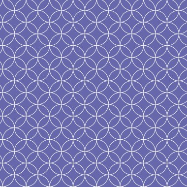 Çok Peri kesişmeyen daireler. Soyut geometrik süs. Retro tasarım. Tekstil, duvar kağıtları, duvar döşemeleri için. 2022 yılının rengi. Vektör illüstrasyonu.