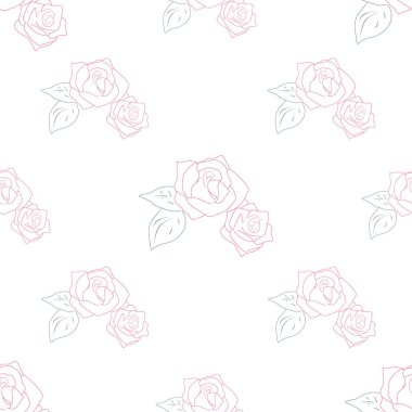 Minimalist basit karalama çiçekli ve pürüzsüz desen. Elle çizilmiş pembe gül çiçekleri ile tekrarlanan süs. Ambalaj kağıtları, duvar kağıtları, afişler, baskılar, tekstil, kapaklar için. 8 Mart, Sevgililer Günü