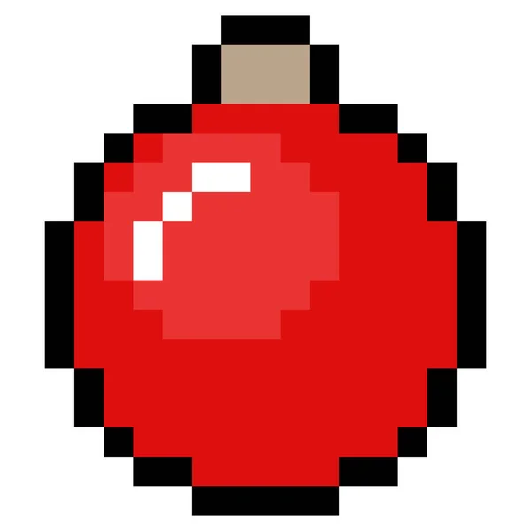 Jeden Červený Pixel Vánoční Cetka Izolované Bílém Pozadí Bitová Ikona — Stockový vektor