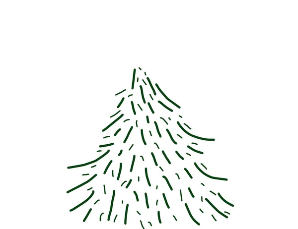 Eenvoudige Handgetekende Dennenboom Illustratie Geïsoleerd Witte Achtergrond Kerstboom — Stockfoto