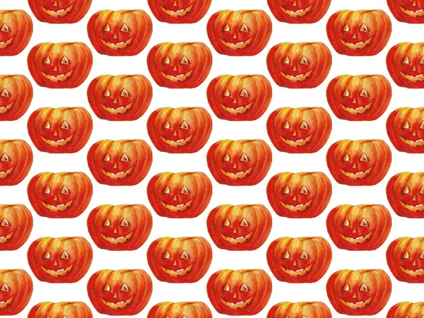 할로윈 Lantern Pumpkin Seamless Pattern White Background 호리병박 — 스톡 사진