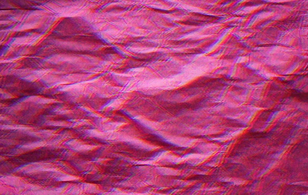 グリッチ効果のあるピンクの薄いデザインの紙を砕いた Rgbシフト フラットレイアウトの背景 ギフトラップ — ストック写真