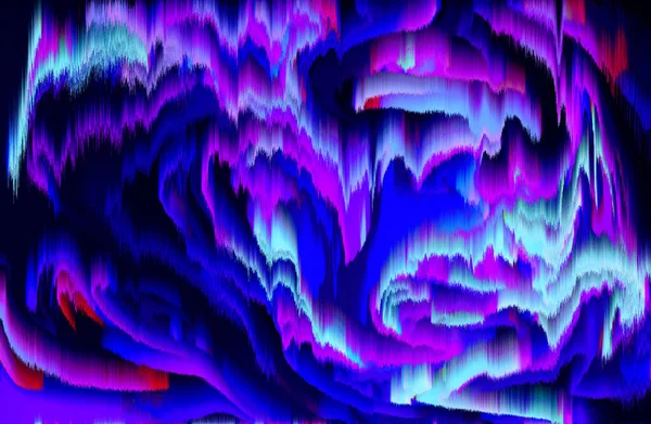 Креативный Рояль Неоновом Цвете Фон Пиксельных Волн Глюка — стоковое фото