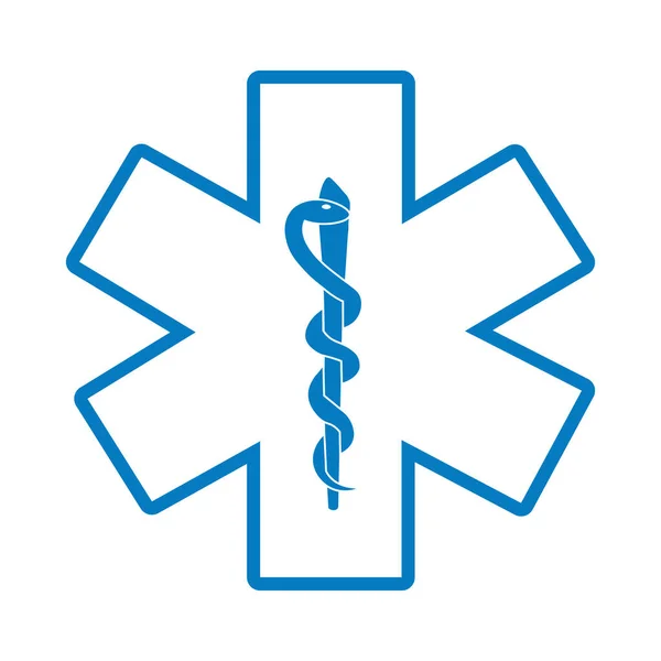 Símbolo Médico Star Life Blanco Azul Con Icono Rod Asclepius — Vector de stock