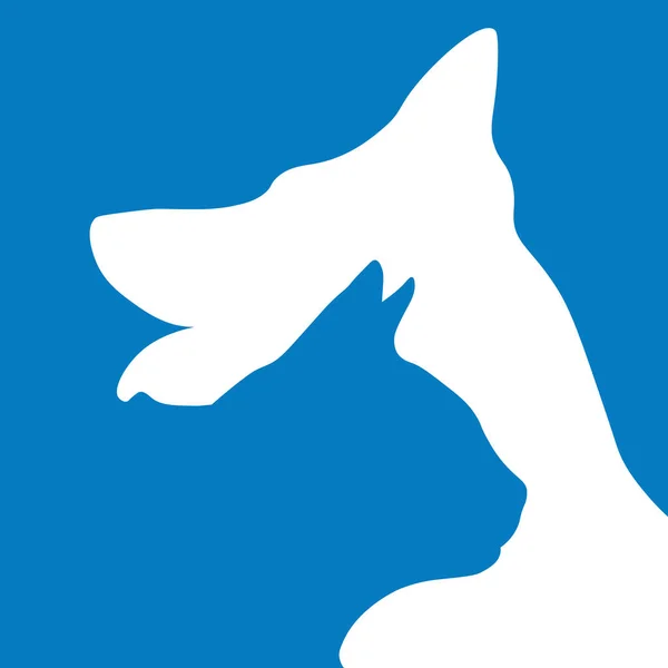 Pes Kočka Veterinární Medicína Pet Care Logo Ikona Modré Pozadí — Stockový vektor