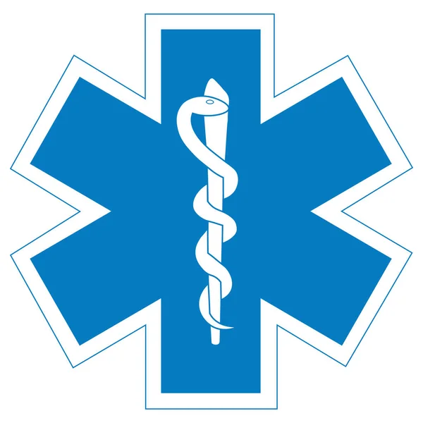 Lékařský Symbol Modrá Hvězda Života Tyčí Asclepius Ikona Izolované Bílém — Stockový vektor