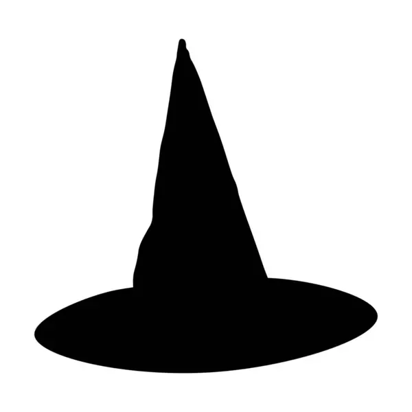 Schwarze Silhouette Eines Hexenhutes Zauberhut Halloween Dekoration Herbst Design Stil — Stockvektor