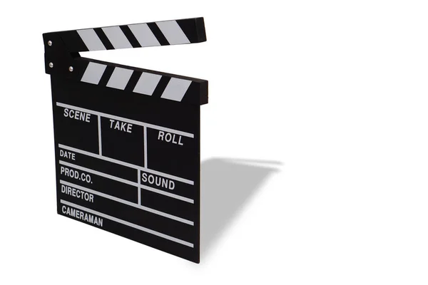 Clapperboard Película Pizarra Color Negro Sobre Fondo Blanco Industria Cinematográfica —  Fotos de Stock