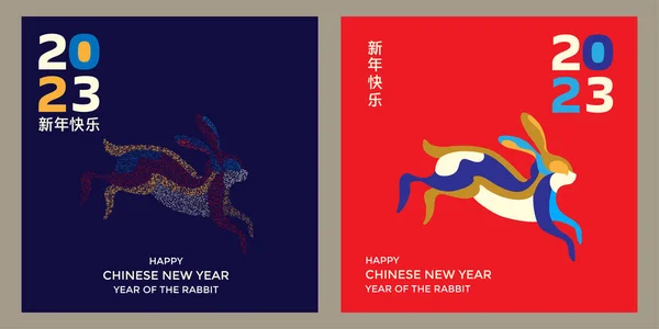 Chinese New Year 2023 Modern Art Design Social Media Post — Stock Vector