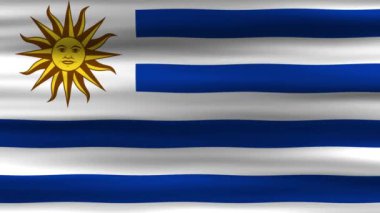 Uruguay bayrağının kusursuz döngü animasyonu, rüzgarda dalgalanan bayrak, bağımsızlık günü veya diğer tatil videoları için mükemmel.