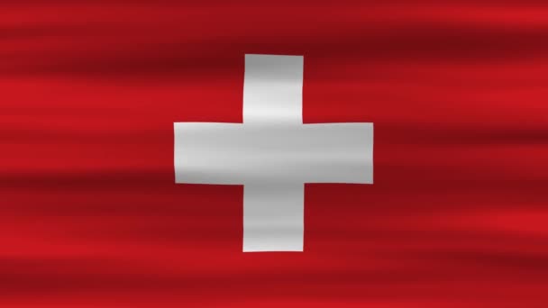 Animazione Anello Senza Soluzione Continuità Della Bandiera Svizzera Sventola Bandiera — Video Stock