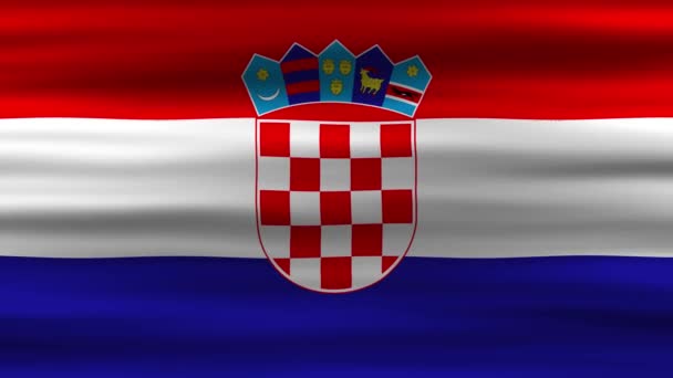 Animație Buclă Fără Sudură Steagului Croației Fluturând Steagul Vânt Perfect — Videoclip de stoc