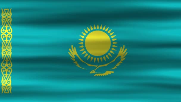 Animação Loop Sem Costura Bandeira Cazaquistão Bandeira Acenando Vento Perfeito — Vídeo de Stock