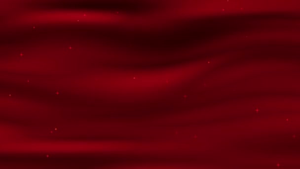 Tecido Ondulado Vermelho Macio Com Estrelas Cintilantes Fundo Tecido Efeito — Vídeo de Stock