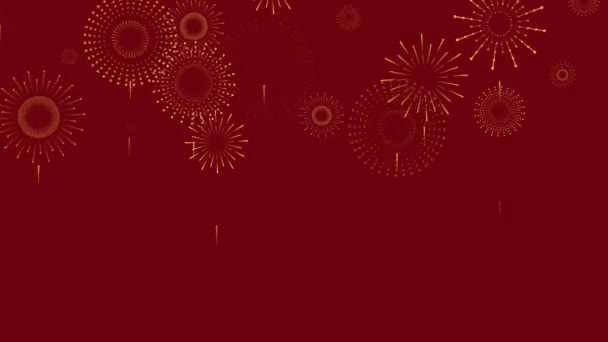 Anno Nuovo Con Fuochi Artificio Dorati Sfondo Rosso Con Spazio — Video Stock