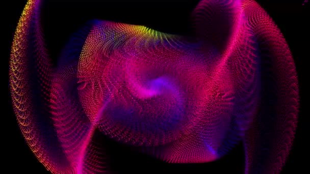Färgglada Abstrakta Sfärer Energi Långsamt Roterande Och Vridande Bildar Galax — Stockvideo