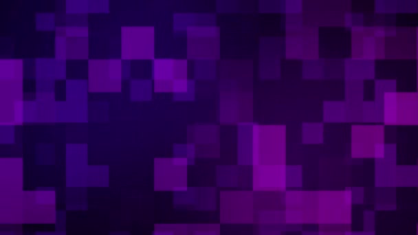 ピクピクとした紫色の四角形のグリッドとハイテク導入モーショングラフィックの背景 — ストック動画