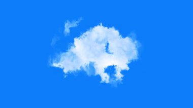 Gerçekçi küçük bulutlar mavi ekran arka planında canlandırıldı