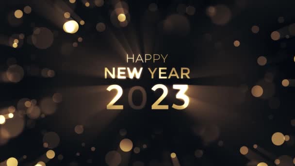 Selamat Tahun Baru 2023 Animasi Dengan Efek Cahaya Berkilau Emas — Stok Video