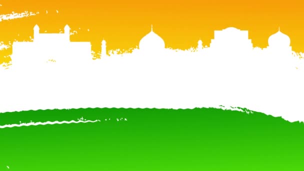 Счастливый День Республики Индия Фоне Фактуры Флага Плоская Анимация Фейерверками — стоковое видео