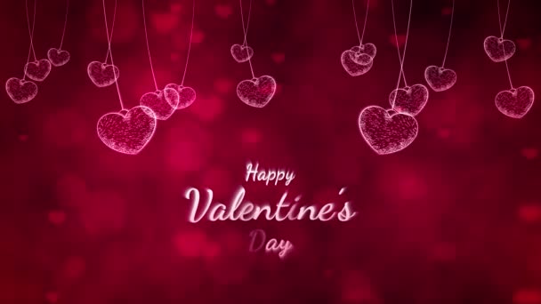 Valentine Day Text Reveals Abstract Red Background Red Heart Shaped — Vídeos de Stock