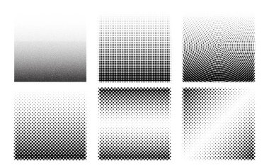 Farklı yarım tonlu kare arkaplan seti. Gürültü eğilimli bohça noktalar deseni